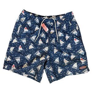Vineyard Vines New Swim Trunks Mens Size Large Chappy Lined 7" Shorts Sailboats